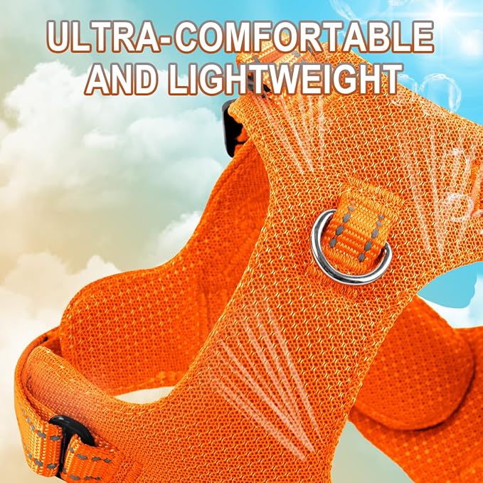 Dog Harness Step in Dog Vest Harness, Reflective Adjustable Puppy No Pull Harness Breathable Soft for Small and Medium Dogs Cats, Orange, XXS-PurrikoPets