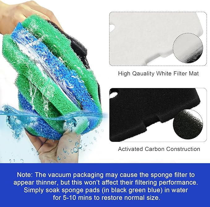 16 PCS Replacement Canister Filter Pads Compatible with SUNSUN HW-302/505A Polar Aurora 265 GPH CF-300, Aquarium Filter Sponge Pad Fish Tank Bio Floss Media-PurrikoPets