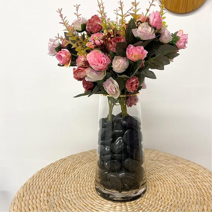 2 lbs Black Pebbles for Indoor Plants, 1-2 Inch Decorative River Rocks for Planters, Landscaping Stones, Vase Fillers and Outdoor Garden-PurrikoPets