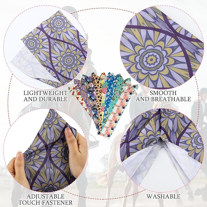 Eccliy 8 Pcs Horse Tail Bag Breathable Guard Stretchy 22" Slip on Horse Tail Wrap 2 Strand Closure Straps Grooming Supplies to Keep from Dirt Breakage Rubbing 8 Designs-PurrikoPets