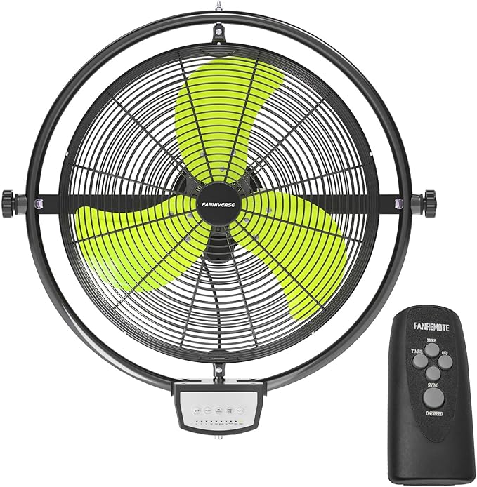 20 Inch Wall Metal Fan Pro Series Remote Control, High Velocity Wall Mount Fans for Commercial, Residential, Warehouse, Covered Patio, Shop, Garage, Barn 3 Speed 5200 CFM UL Safety Listed-PurrikoPets