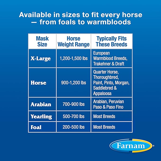 Farnam SuperMask II Fly Mask Without Ears for Foals, Full Face Coverage and Eye Protection from Insect Pests, Structured Classic Styling Mesh with Plush Trim, Foal Size-PurrikoPets