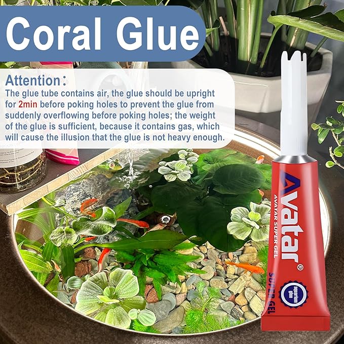 6 PCS Aquarium Glue,Aquarium Aquascape Aquatic Plants Coral Glue，Safe and Quick-Drying ，Reef Glue Suitable for Aquatic Plants, Moss, Coral, Stones, Shells，Fresh Water and Salt Water All Can Be Used-PurrikoPets