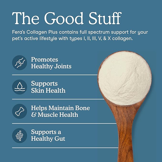 Fera Pets Cat & Dog Collagen Powder - Bone, Gut, Joint and Skin Supplement - 5 Types of Collagen + Clinically Studied UC-II® - 4.23 oz-PurrikoPets