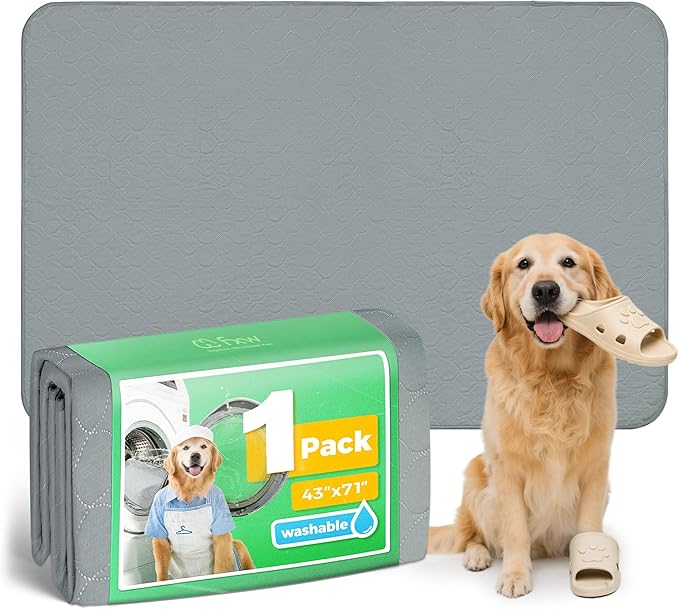 FXW Washable Pee Pads for Dogs, Puppy Pads with Super Absorbent, Specifically Designed for FXW Rollick/Homeplus 32inch 6 Panels Dog Playpen, 72" × 43" Rectangle, Gray, 1 Pack-PurrikoPets