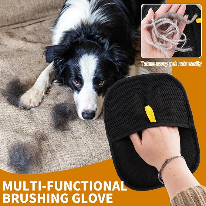 2PCS Electrostatic Pet Grooming Gloves, Reusable Hair Remover for Dog Cat Fur on Clothes Furniture Car Seat/Green-PurrikoPets