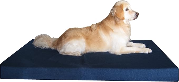 Dogbed4less Jumbo Orthopedic Memory Foam Dog Bed for Large Dogs with Durable Denim Cover, Waterproof Liner and Extra Pet Bed Case, 55X47X4 Inches-PurrikoPets