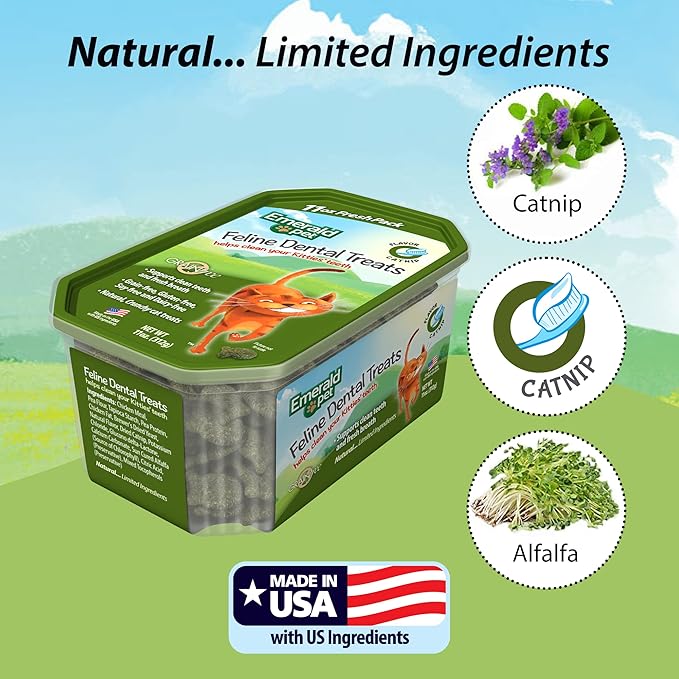 Feline Dental Treats — Tasty and Crunchy Cat Dental Treats Grain Free — Natural Dental Treats to Clean Cat Teeth, Freshen Cat Breath, and Reduce Plaque and Tartar Buildup — Catnip Treats, 11 oz-PurrikoPets
