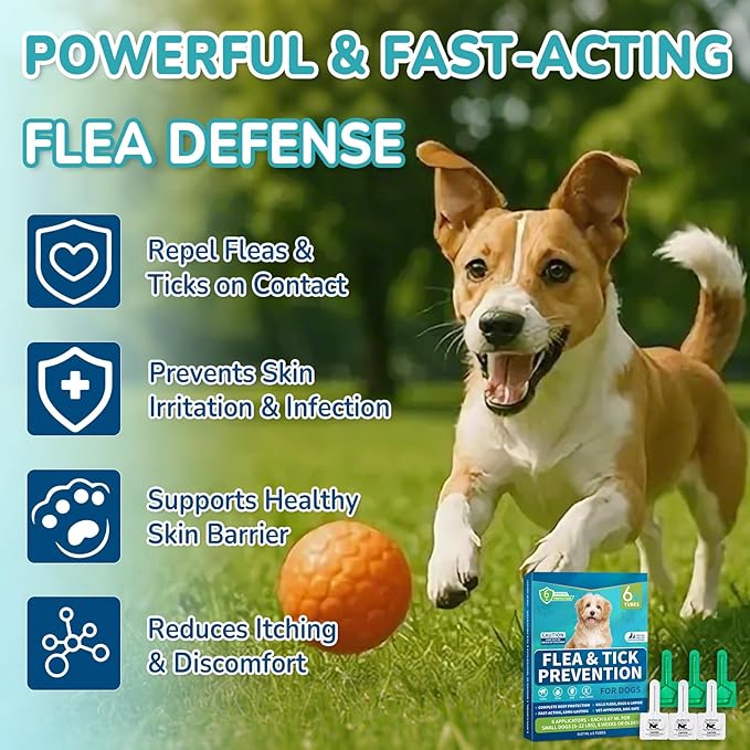 Flea and Tick Prevention for Small Dogs, 6-Month Supply Dog Flea and Tick Treatment Drops, Topical Fast-Acting Dog Flea Treatment for Small Dogs Up to 5 to 22 lbs-PurrikoPets