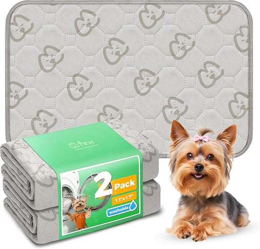 FXW Washable Pee Pads for Dogs, Puppy Pads with Super Absorbent, Specifically Designed for 18inch Cages, 17" × 11" Rectangle, Khaki, 2 Packs-PurrikoPets