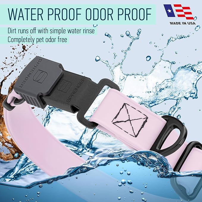 Dogline Biothane Waterproof Dog Collar with Herm Sprenger Black Stainless Steel Quick Release Buckle – Heavy Duty Tactical Durable Collar for Dogs – Comfortable and Safe Pet Collar, W 3/4" L 12-19"-PurrikoPets