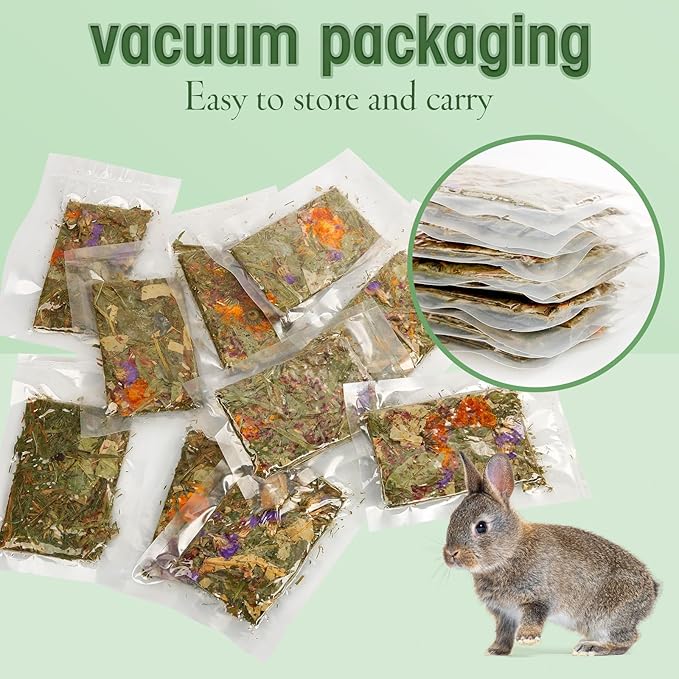 Abizoo Rabbit Natural Treats,10Pcs Timothy Hay Toys Chips Bunny chew Toys with Herbal Flowers Guinea Pig Treats for Hamster Chinchillas Gerbils Rats Small Animals Teeth Care Crisp Snacks-PurrikoPets