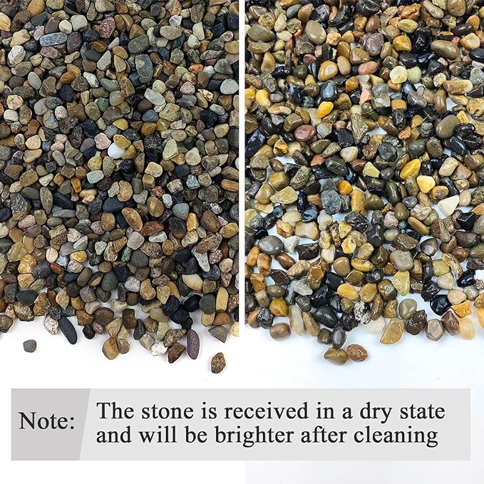 10LB Pea Gravel for Landscaping,1/4 Inch Aquarium Gravel. Decorative River Rocks for Fish Tank Succulent Vase Cactus Bonsai Plant Soil Cover and Outdoor Landscaping Rocks-PurrikoPets