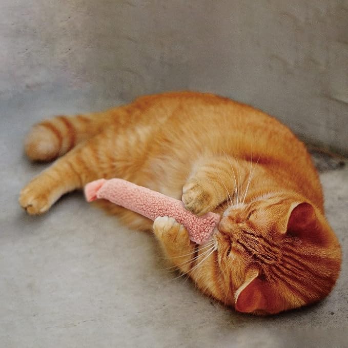 2 Pack Natural Interactive Catnip & Silvervine Cat Kicker with Tail, Bite Resistant Chew Toy, Crinkle Kicker, Accessories for Indoor Cat, Sherpa Material-PurrikoPets