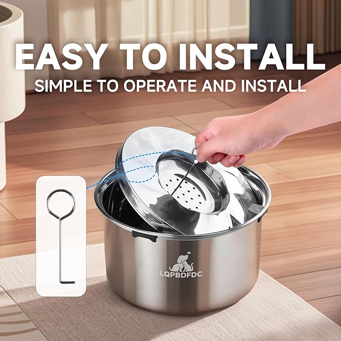 Dog Water Bowl No Spill, 5.6L/1.5 Gallon No Drip Slow Drinking Dog Water Bowl Dispenser Spill Proof, Large Stainless Steel Slobber Stopper for Messy Drinkers, Small Medium & Large Dogs-PurrikoPets