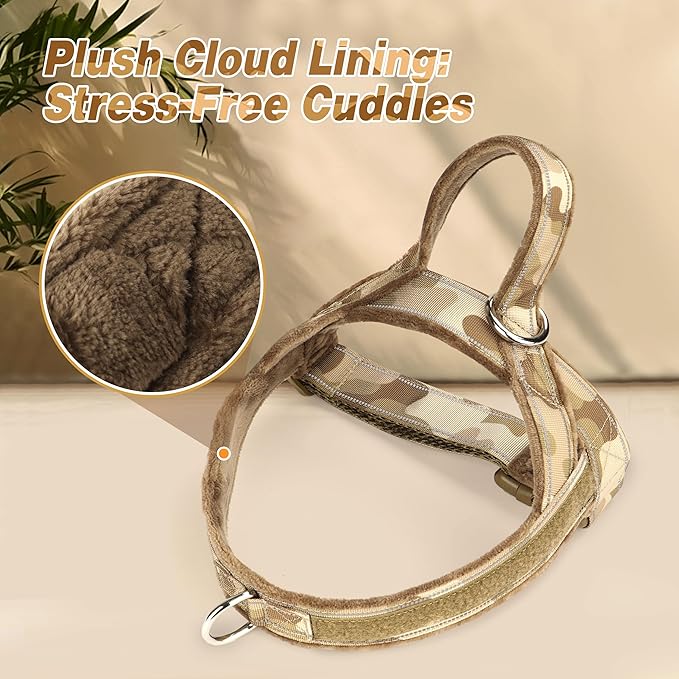 Forestpaw No Pull Dog Harness - Soft Flannel Padded Tactical Dog Vest Harness with Quick Release Buckle, Adjustable Reflective Pet Harness for Large Dogs Walking Training,Brown Camouflage XL-PurrikoPets