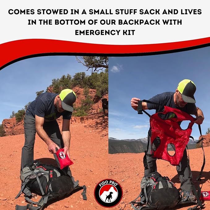 Fido Pro Airlift Emergency Dog Rescue Sling - Lightweight, Packable Dog Sling for Extra Large Dogs with 8-Point Support System for Safe Transport - Ideal for Hiking, Skiing - Fits Dogs 70-160 lbs-PurrikoPets