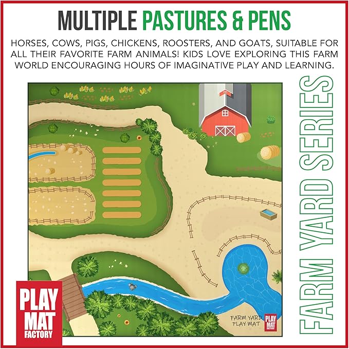 Farm Play Mat for Farm Toys | Foldable Solution |Large Size 57” x 57” | Farm Animals | Tractor Play| Activity Mat | by Play Mat Factory-PurrikoPets