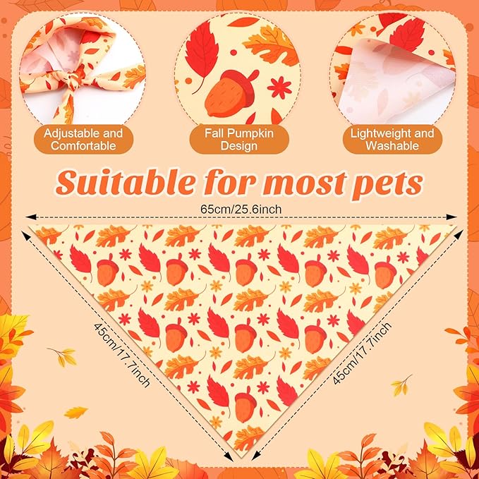 Abbylike 200 Pcs Fall Dog Bandanas Bulk Pumpkin Bandanas for Dogs Pets Triangle Kerchief Bibs Scarf for Fall Autumn Thanksgiving Costume Photo Props Accessories Pet Shops Adoption Events, 25 Styles-PurrikoPets
