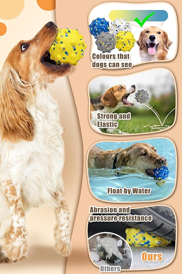 Dog Tennis Balls for Aggressive Chewers, Indestructible Durable Bouncy Interactive Toy for Dogs Fetch Game Lightweight Floating Outdoor Training(4Pcs Large)-PurrikoPets