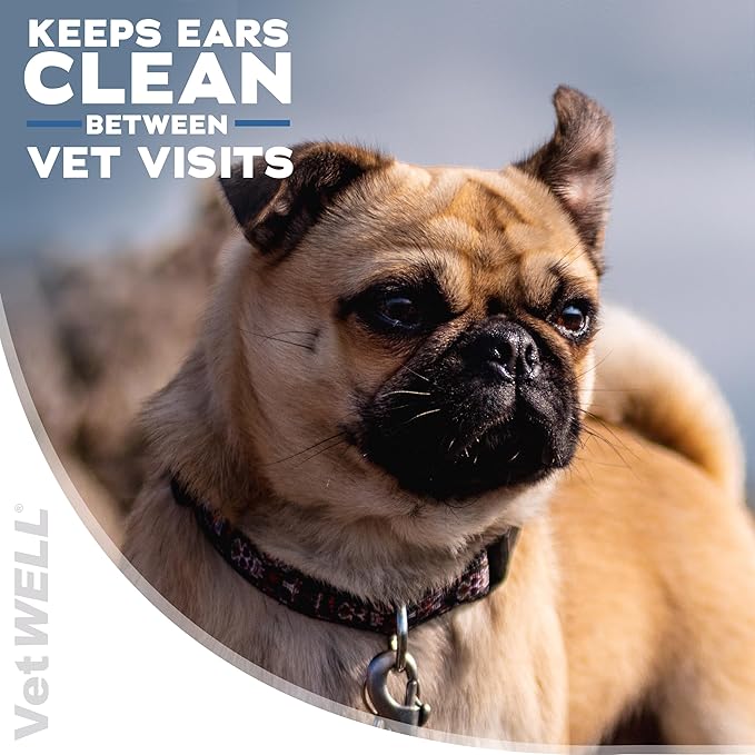 EarWELL by VetWELL Dog Ear Wipes - Otic Cleaning Wipes for Infections and Controlling Ear Odor in Pets - 100 Count-PurrikoPets