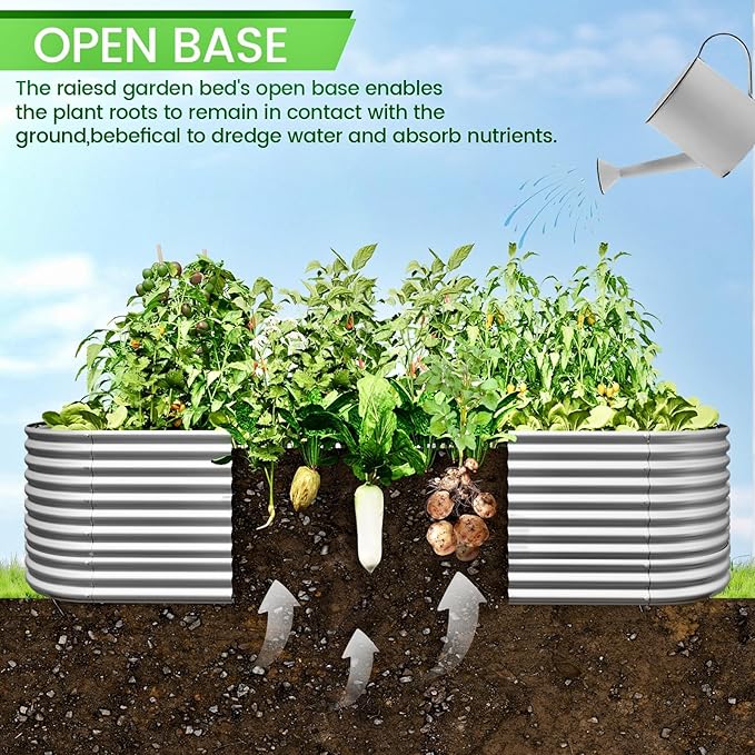 FRIZIONE 2pcs 9 in 1 Tall 8x2ft Galvanized Raised Garden Bed Outdoor,Steel Garden Bed for Vegetables,Above Ground Garden Box for Flower,Metal Raised Beds for Gardening-PurrikoPets