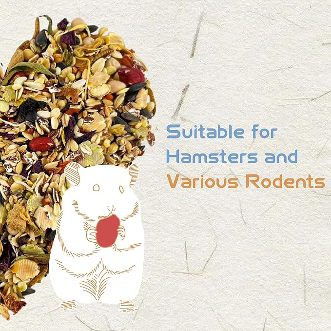 Garden Fruit & Vegetable Hamster Food Mix Natural Small Pet Food Made for Hamsters 1LB Critical Care Healthy Dwarf Hamsters Feed New Packaging-PurrikoPets