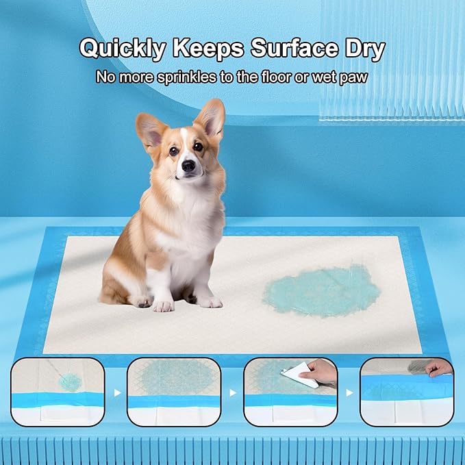 Gardner Pet Ultra Absorbent Thicker Dog Pee Pads Extra Large XL 28"x34" Leak-Proof Odor-Control Blue Puppy Training Pads Full Edge-Wrapping Pad for Dogs Dogs, Puppies, Doggie, Cats, Rabbits - 30 Ct-PurrikoPets