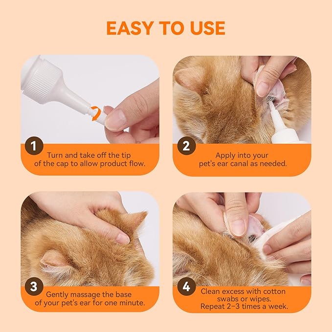 Ear Cleaner for Dog & Cats, Dog Ear Drop and Infection Treatment, Dog Ear Cleaning Solution- Cleaning,Soothing, and Deodorizing Itchy Ears - 8oz-PurrikoPets