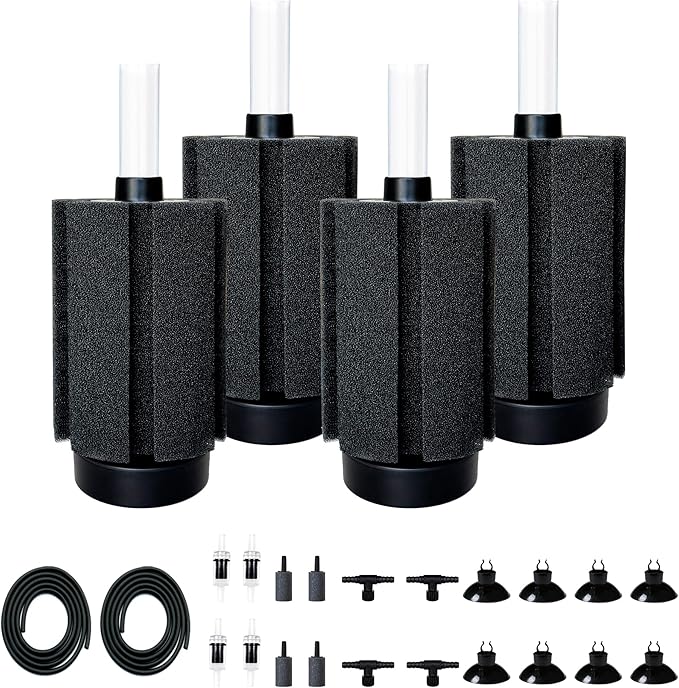 4Pcs Aquarium Sponge Filter 40 Gallon, Sponge Filter 50Gal with Airstone Breeding Fry Betta Shrimp Fish Tank 10 Gal to 50 Gal-PurrikoPets