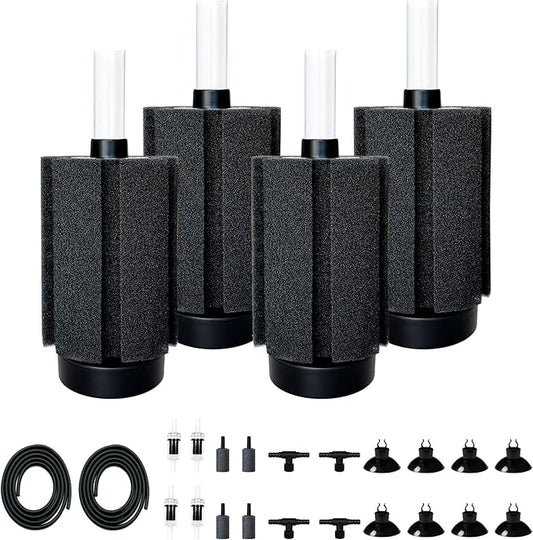 4Pcs Aquarium Sponge Filter 40 Gallon, Sponge Filter 50Gal with Airstone Breeding Fry Betta Shrimp Fish Tank 10 Gal to 50 Gal-PurrikoPets