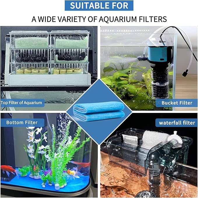 12" x 78" Aquarium Filter Sponge Fish Tank Pond Filter Media Filters Pad for Fish Tank,Filter Freshwater, Saltwater Aquariums, Reusable Fish Pond Filter Material, 0.78" Thick,Blue-PurrikoPets