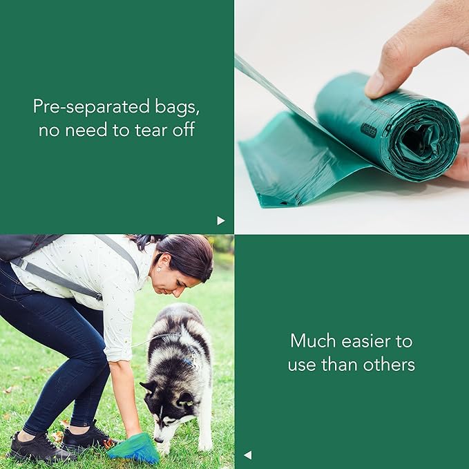 Extended Dog Poop Bags with Dispenser, 1000 Count, Pre-Separated, Lavender Scent, Eco-friendly Material, Extra Thick, 100% Leakproof, 8"x 15.6", Green-PurrikoPets