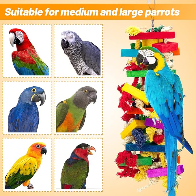 Extra Large Bird Parrot Toys for Macaws, African Grey, Amazon Parrots Bird Gifts-PurrikoPets