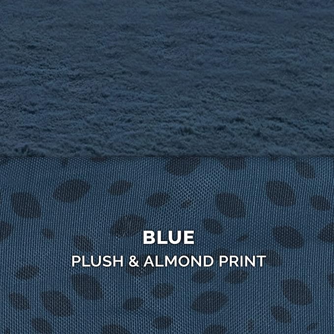 Furhaven Cooling Gel Dog Bed for Large/Medium Dogs w/ Removable Bolsters & Washable Cover, For Dogs Up to 55 lbs - Plush & Almond Print L Shaped Chaise - Blue Almonds, Large-PurrikoPets