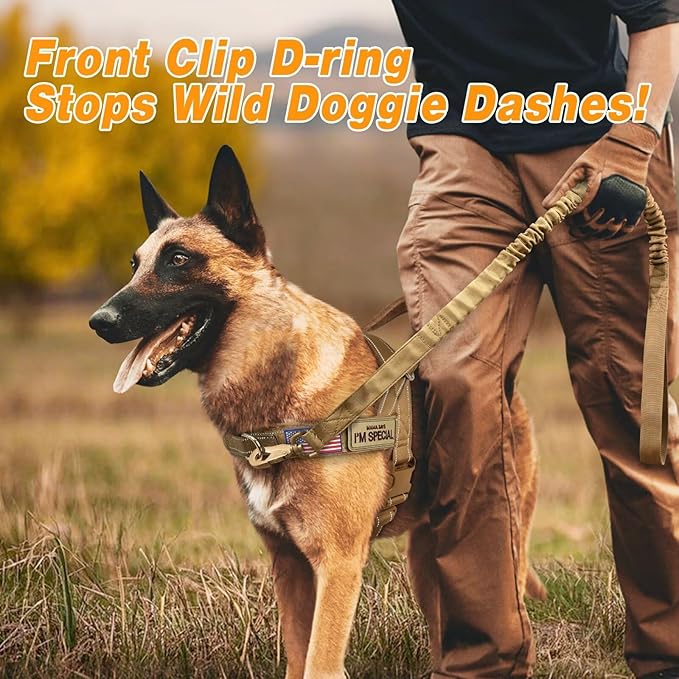 Forestpaw No Pull Dog Harness - Soft Flannel Padded Tactical Dog Vest Harness with Quick Release Buckle, Adjustable Reflective Pet Harness for Medium Large Dogs Walking Training,Brown L-PurrikoPets