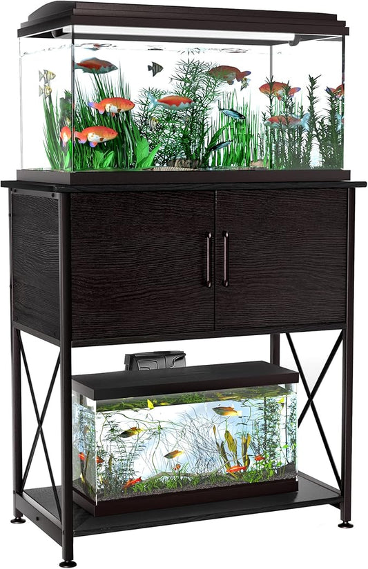 20-29 Gallon Aquarium Stand Metal Frame Fish Tank Stand with Cabinet Storage, for 20 Gallon Long Aquarium,30.7" L*16.5" W Tabletop,330LBS Capacity Black PG01YGB-PurrikoPets