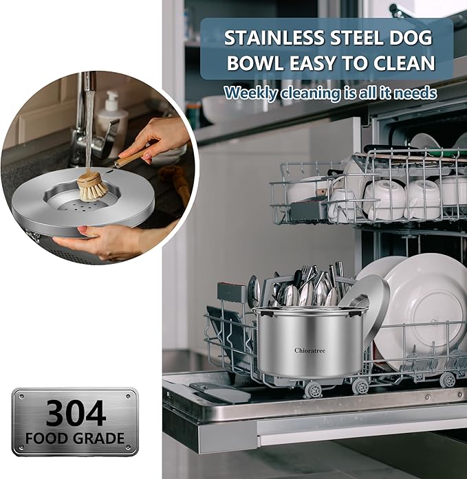 Dog Water Bowl No Spill,5.6L/1.5Gal Large Spill Proof Water Bowl for Dogs,Stainless Steel Slobber Stopper Slow Drinking Dog Bowl Anti Splash Pet Water Dispenser for Messy Drinkers-PurrikoPets