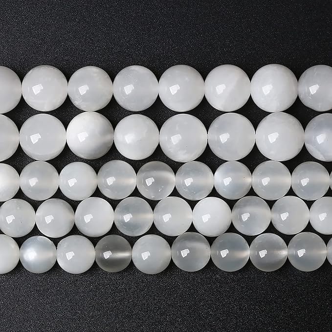 10MM 36PCS Natural White Moonstone Gemstone AAA Grade Crystal Spacer Loose Beads for Jewelry Making DIY Bracelet 15 Inches 1 Strand