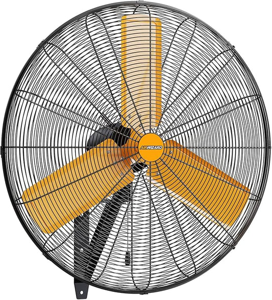 24 inch Oscillating High Velocity Wall Mount Fan, 7600 CFM Industrial Heavy Duty Metal Wall Fan, 3 Speeds, Adjustable Height and Tilt, Commercial Shop Fans for Garage, Workshop-PurrikoPets