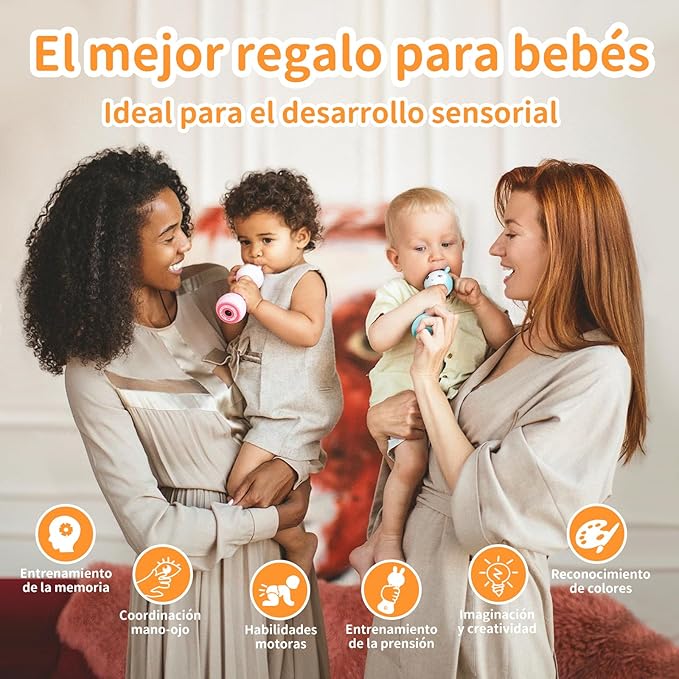 alilo Sonajero Musical para Bebés 0-12 Meses, Juguete con Luz, 66 Sonidos, 15 Canciones, 13 Cuentos, 5 Canciones de Cuna, Ruido Blanco, Reconocimiento de Colores, Regalo Recién Nacido-PurrikoPets