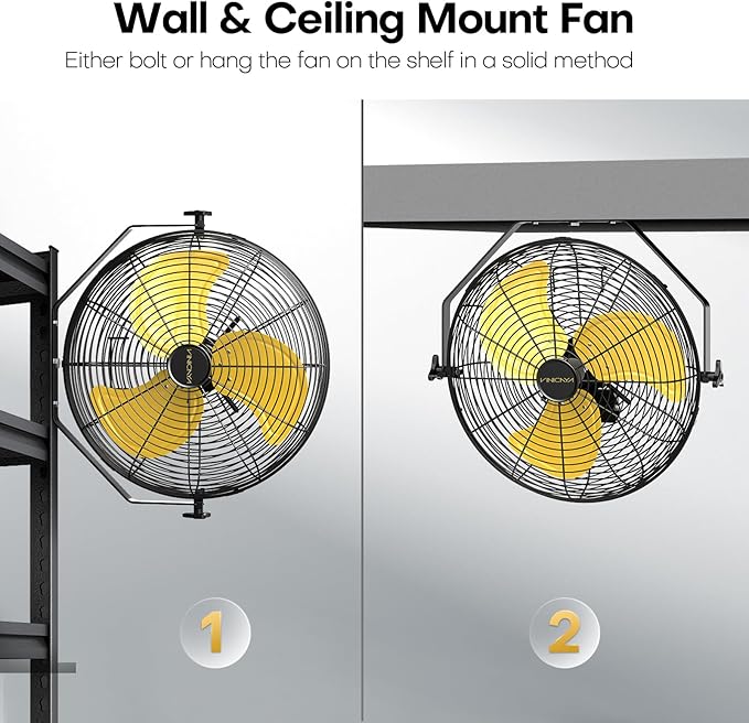 18 Inch Industrial Wall Fan, 4800 CFM Metal Wall Mount Fans with Poweful Motor, 3 Speed, Heavy Duty Fan Indoor for Covered Patio, Greenhouse, Gazebo, and Garage, UL Listed-PurrikoPets