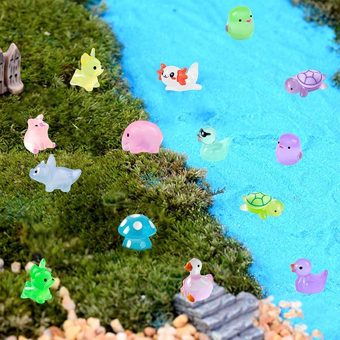 200 Pcs Mini Resin Animals Kit Accessories Variety Pack Glow Animal Figurines Resin Mini Ducks Figurines Accessories for Variety Pack for Garden Micro Landscape Aquarium Potted Dollhouse Decor-PurrikoPets