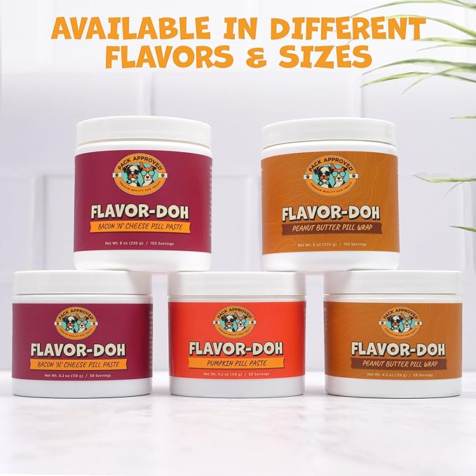 Flavor-Doh - Flavored Pill Wrap for Dogs to Hide Capsules, Create Pockets, and Form Pill Treats for Dogs - Easy-to-Use Treat Paste for Pet Medicine - Peanut Butter (8oz)-PurrikoPets