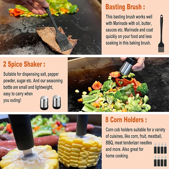 38PCS Griddle Accessories Kit, Professional Grill Tools Set for Outdoor Barbecue, Stainless Steel Griddle Spatula Set with Tongs, Smash Burger Press, Carry Bag, Perfect Grilling Gifts-PurrikoPets