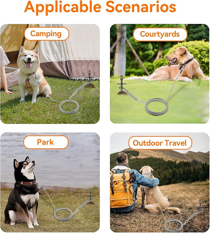 Dog Tie Out Stake, Heavy Duty Dog Tie Out Stake for Large Dogs up to 210 lbs, Ground Anchor for a Dog Cable, Leash, Lead Tether, Dog Accessories Trampoline Stakes 1-Pack (Black)-PurrikoPets