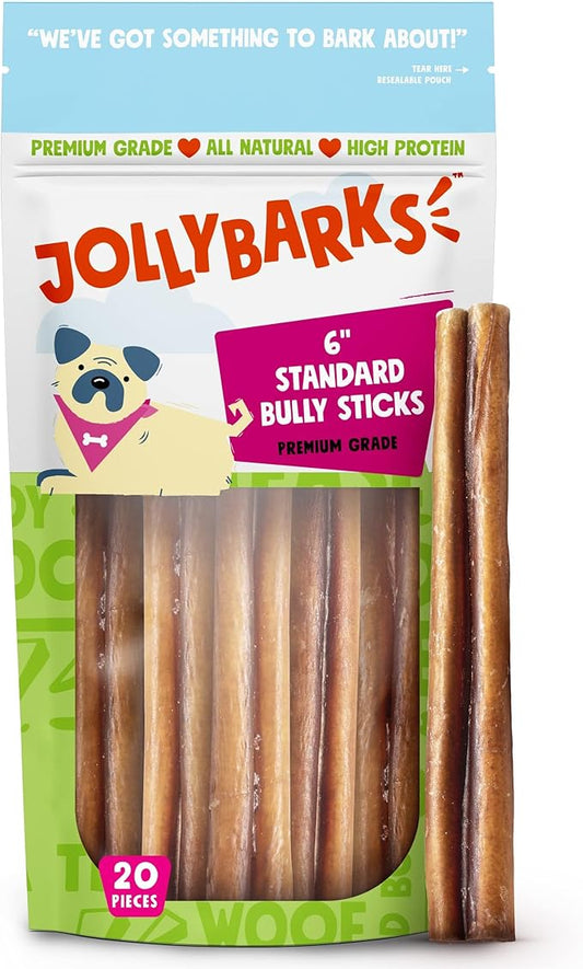 6 Inch Bully Sticks for Small Dogs | Odorless High Protein Single Ingredient Dog Treat (20 Pack)-PurrikoPets