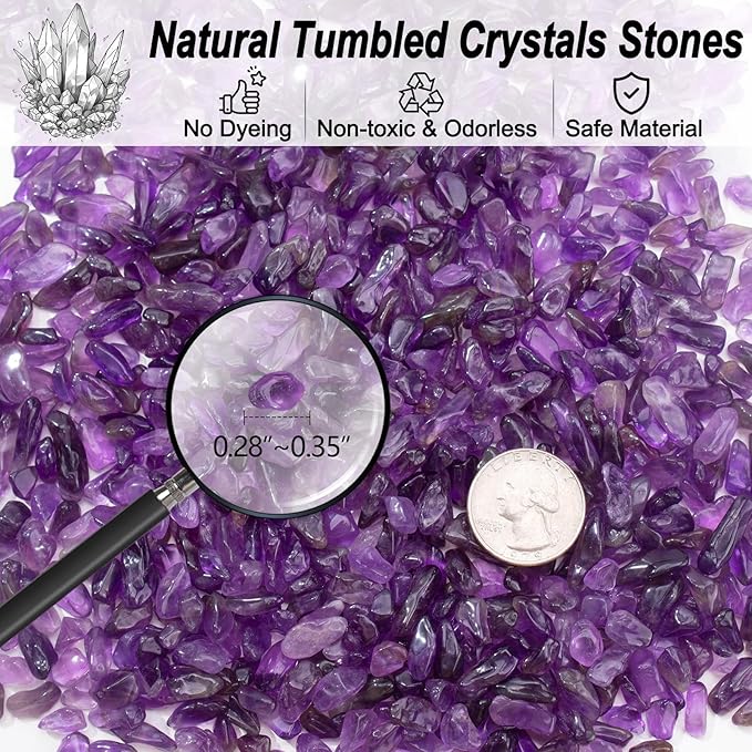 3 LB Amethyst Crystal Rocks Tumbled Crushed Stones Amethyst Crystal Quartz Chips Bulk Natural Gemstones Healing Reiki Mini Quartz Vase Filler Fish Tank Gravel Rocks-PurrikoPets