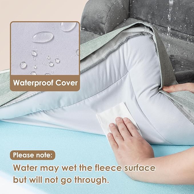 EHEYCIGA Orthopedic Dog Bed for Small Dogs, Waterproof Memory Foam Small Dog Beds with Sides, Non-Slip Bottom and Egg-Crate Foam Medium Pet Couch Bed with Washable Removable Cover, Greyish Green-PurrikoPets