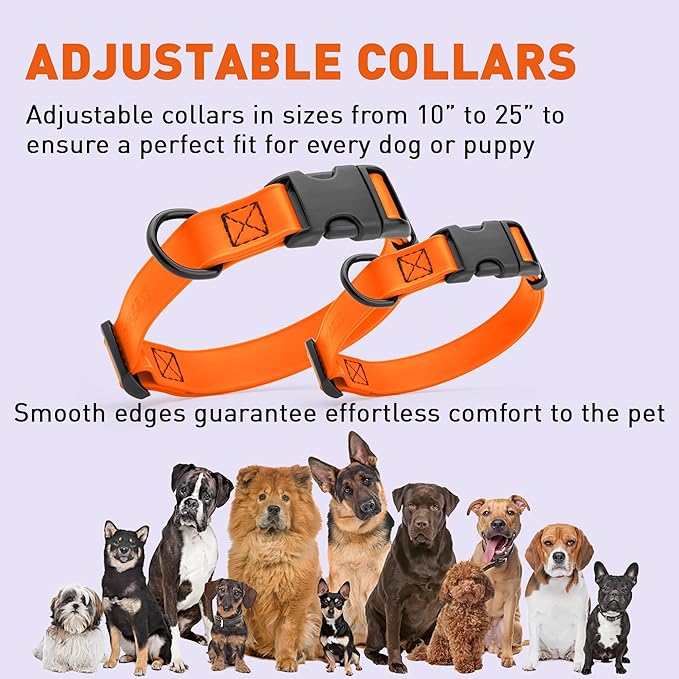 Dogline Biothane Waterproof Dog Collar with Quick Release Buckle Strong Coated Nylon Webbing with Odor- Proof for Easy Care Easy to Clean Fits Small Medium Large Dogs, Orange 5/8" W 9-14" L-PurrikoPets